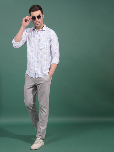 Blue Floral Print Shirt-Men Shirts-Crimsoune Club