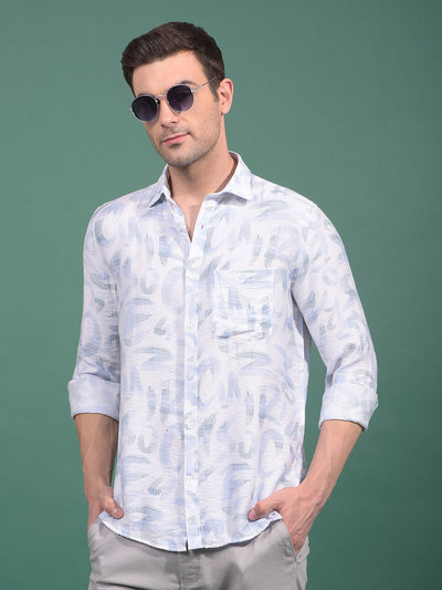 Blue Floral Print Shirt-Men Shirts-Crimsoune Club