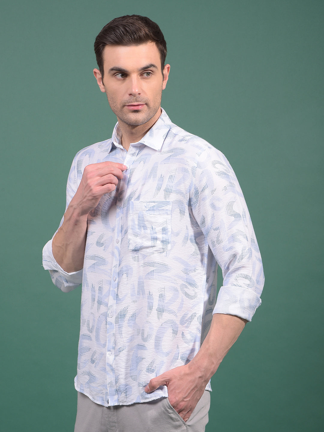 Blue Floral Print Shirt-Men Shirts-Crimsoune Club