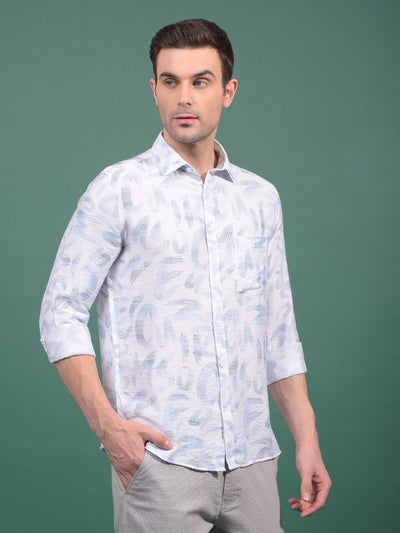 Blue Floral Print Shirt-Men Shirts-Crimsoune Club