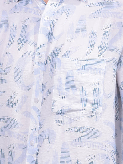 Blue Floral Print Shirt-Men Shirts-Crimsoune Club