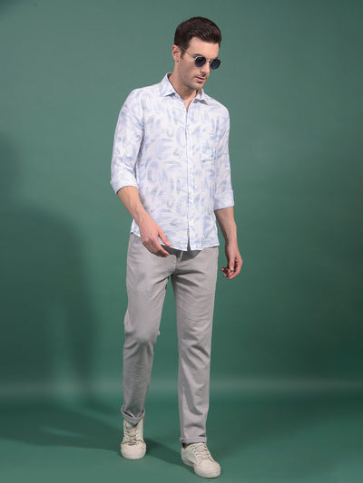 Blue Floral Print Shirt-Men Shirts-Crimsoune Club