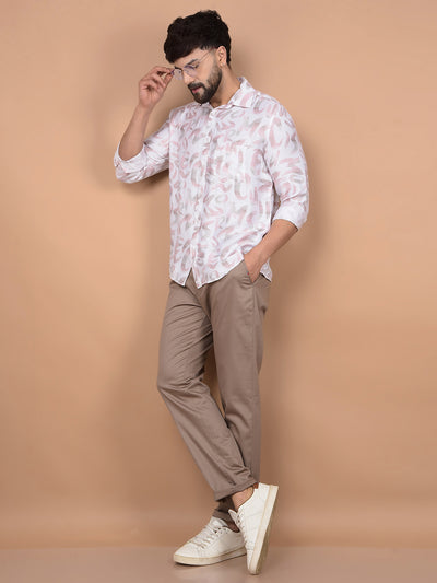 Peach Printed Shirt-Men Shirts-Crimsoune Club
