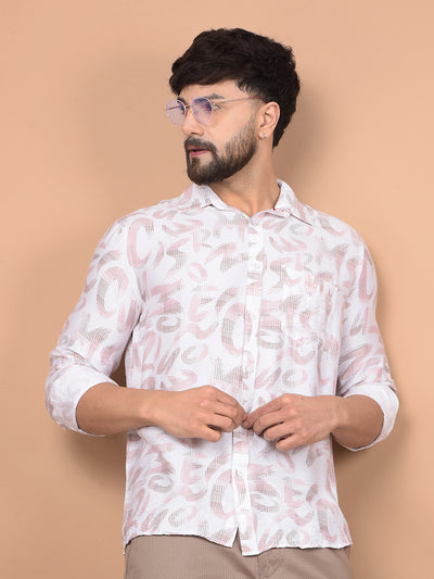Peach Printed Shirt-Men Shirts-Crimsoune Club