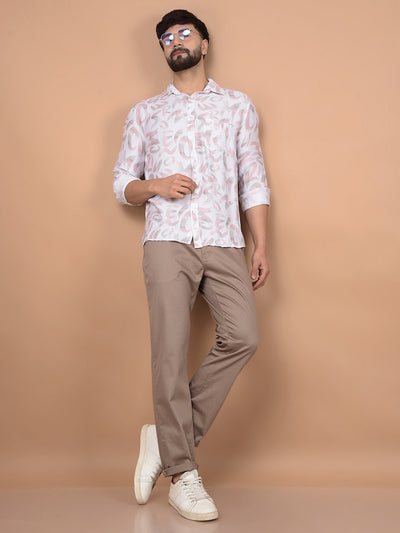 Peach Printed Shirt-Men Shirts-Crimsoune Club