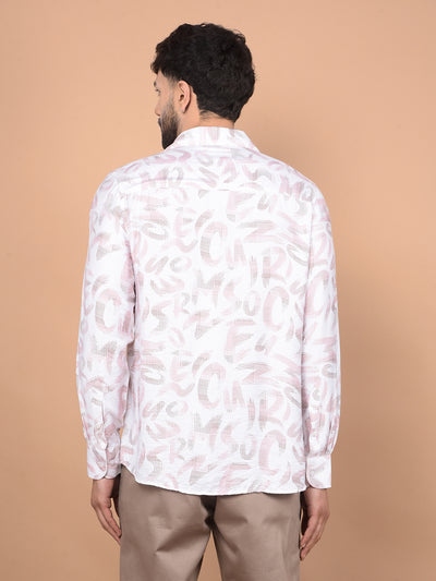 Peach Printed Shirt-Men Shirts-Crimsoune Club
