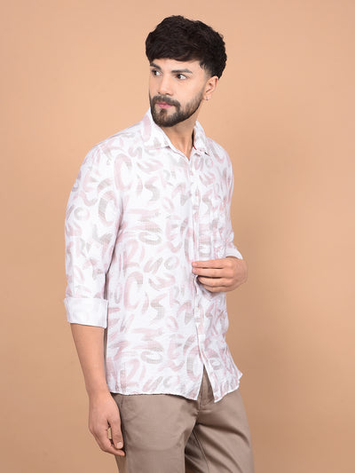 Peach Printed Shirt-Men Shirts-Crimsoune Club