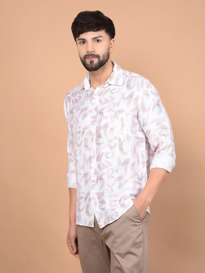 Peach Printed Shirt-Men Shirts-Crimsoune Club