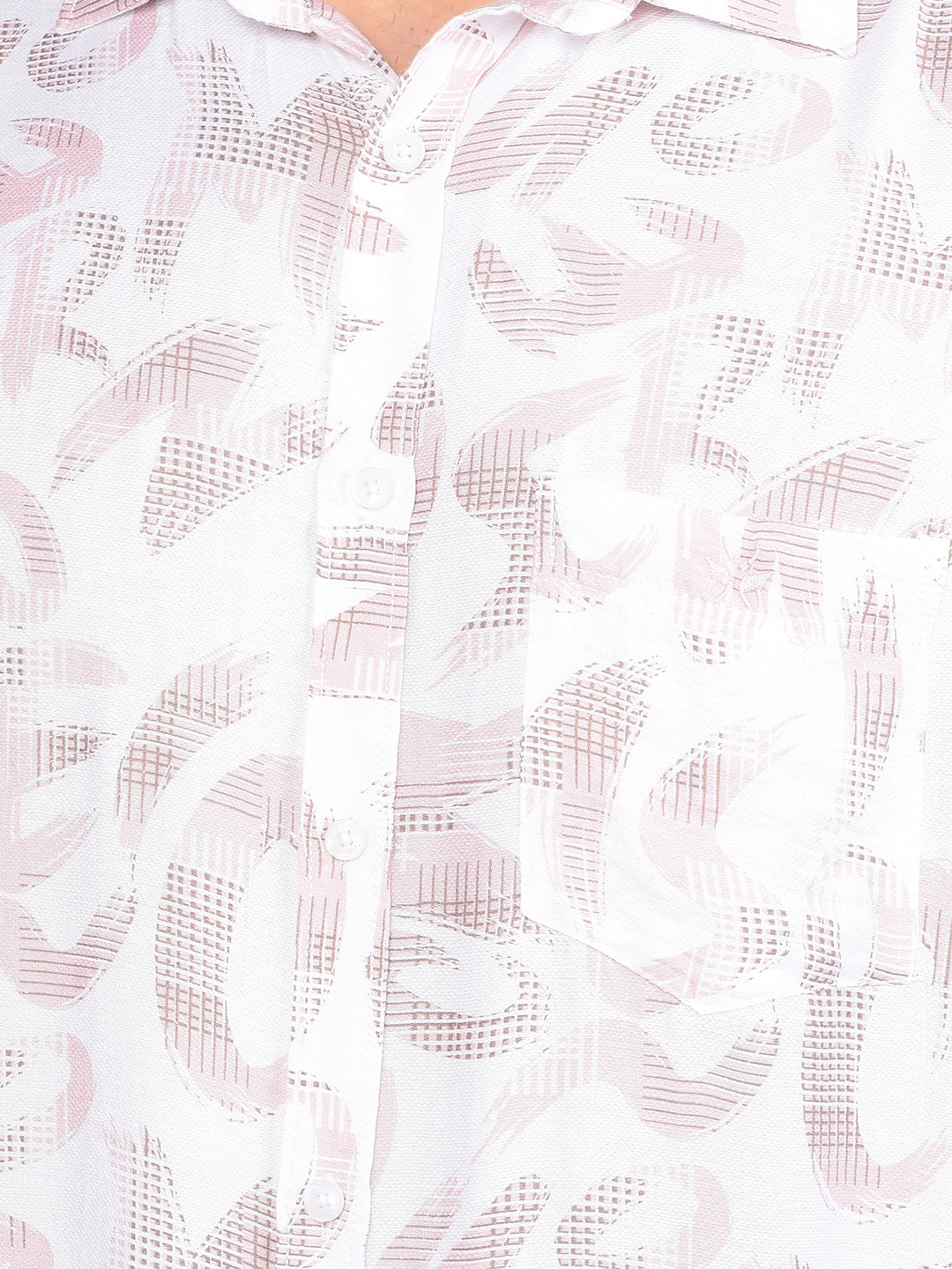 Peach Printed Shirt-Men Shirts-Crimsoune Club