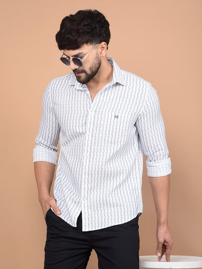 White Printed 100% Cotton Shirt-Men Shirts-Crimsoune Club