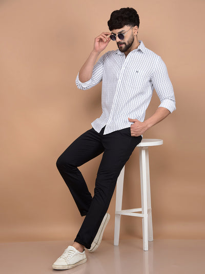 White Printed 100% Cotton Shirt-Men Shirts-Crimsoune Club