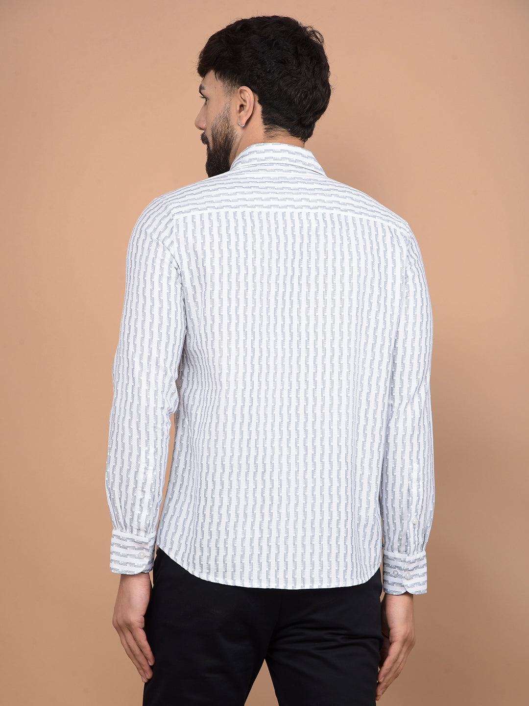 White Printed 100% Cotton Shirt-Men Shirts-Crimsoune Club