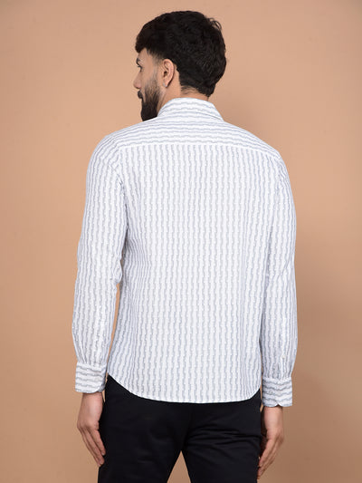 White Printed 100% Cotton Shirt-Men Shirts-Crimsoune Club