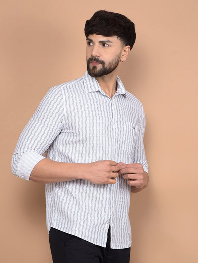White Printed 100% Cotton Shirt-Men Shirts-Crimsoune Club