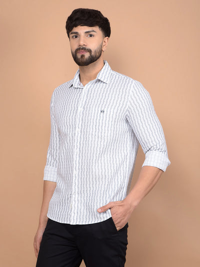 White Printed 100% Cotton Shirt-Men Shirts-Crimsoune Club
