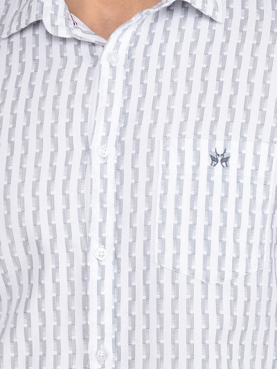 White Printed 100% Cotton Shirt-Men Shirts-Crimsoune Club