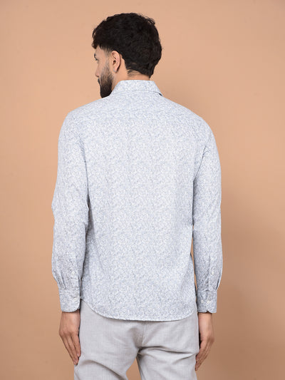 Grey Printed 100% Cotton Shirt-Men Shirts-Crimsoune Club