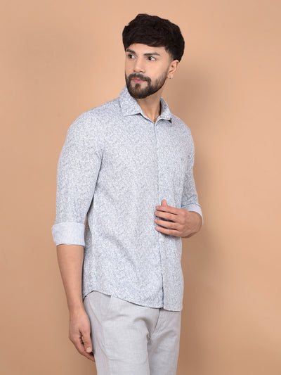 Grey Printed 100% Cotton Shirt-Men Shirts-Crimsoune Club