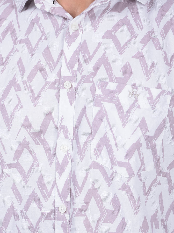 Purple Printed 100% Cotton Shirt-Men Shirts-Crimsoune Club
