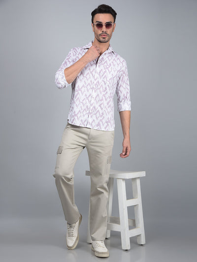 Purple Printed 100% Cotton Shirt-Men Shirts-Crimsoune Club