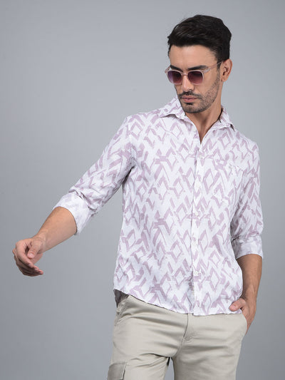 Purple Printed 100% Cotton Shirt-Men Shirts-Crimsoune Club