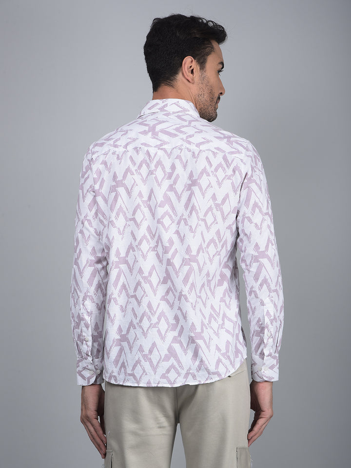 Purple Printed 100% Cotton Shirt-Men Shirts-Crimsoune Club