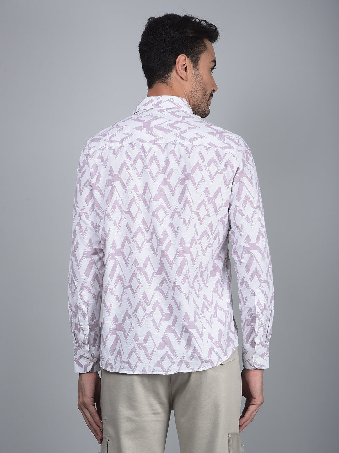 Purple Printed 100% Cotton Shirt-Men Shirts-Crimsoune Club