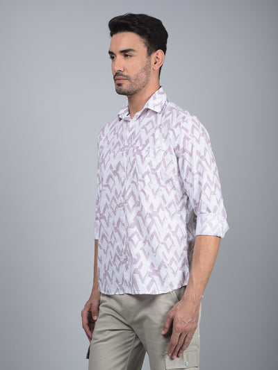 Purple Printed 100% Cotton Shirt-Men Shirts-Crimsoune Club