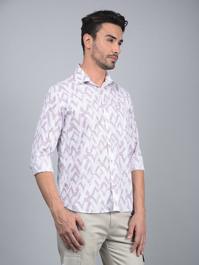 Purple Printed 100% Cotton Shirt-Men Shirts-Crimsoune Club
