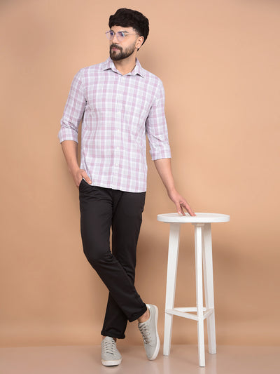 Purple Checked Linen Shirt-Men Shirts-Crimsoune Club