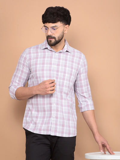Purple Checked Linen Shirt-Men Shirts-Crimsoune Club