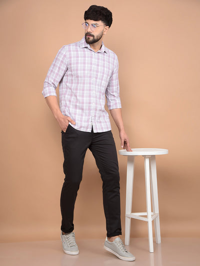 Purple Checked Linen Shirt-Men Shirts-Crimsoune Club