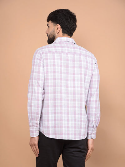 Purple Checked Linen Shirt-Men Shirts-Crimsoune Club