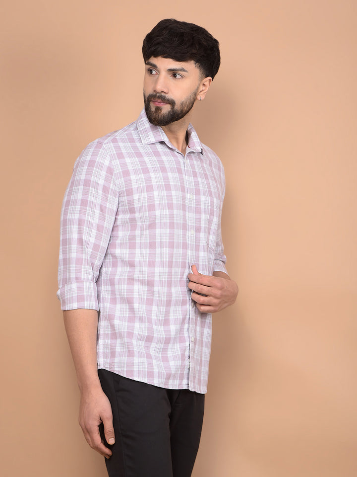 Purple Checked Linen Shirt-Men Shirts-Crimsoune Club