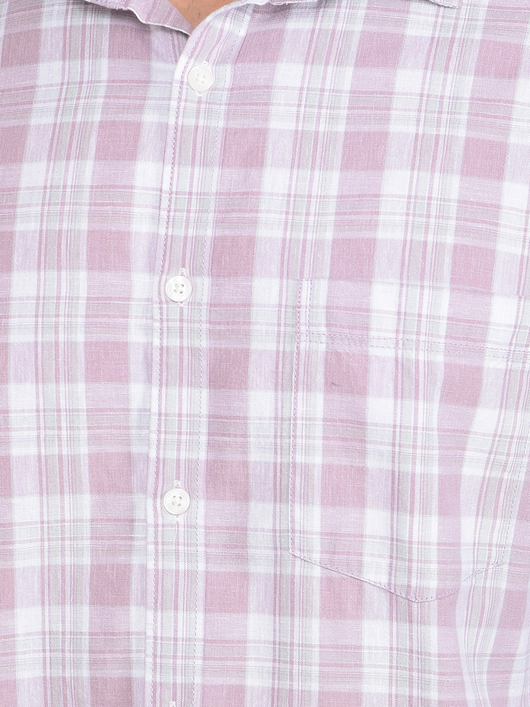 Purple Checked Linen Shirt-Men Shirts-Crimsoune Club