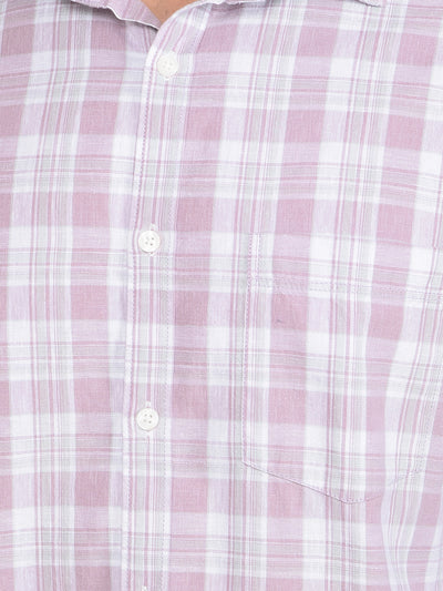 Purple Checked Linen Shirt-Men Shirts-Crimsoune Club