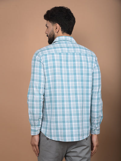 Green Checked Linen Shirt-Men Shirts-Crimsoune Club