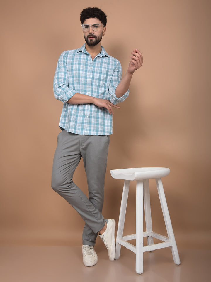 Green Checked Linen Shirt-Men Shirts-Crimsoune Club