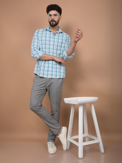 Green Checked Linen Shirt-Men Shirts-Crimsoune Club