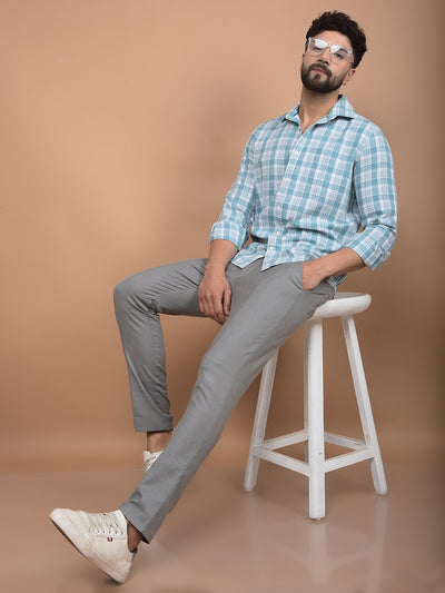 Green Checked Linen Shirt-Men Shirts-Crimsoune Club