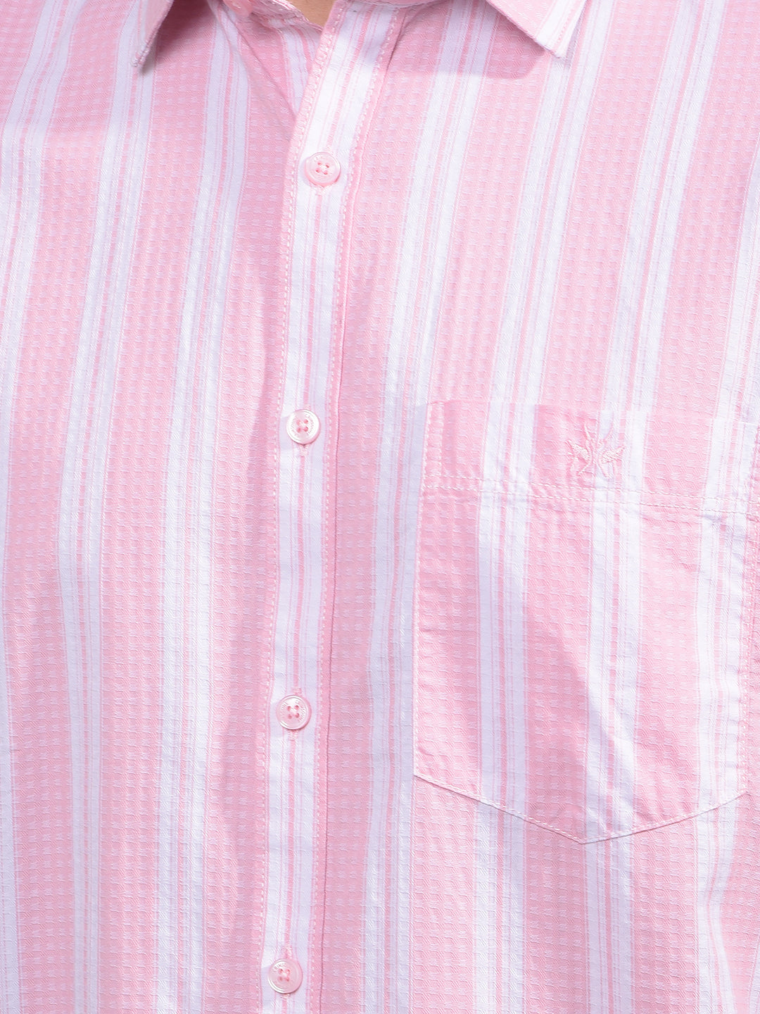 Pink Vertical Stripes 100% Cotton Shirt-Men Shirts-Crimsoune Club