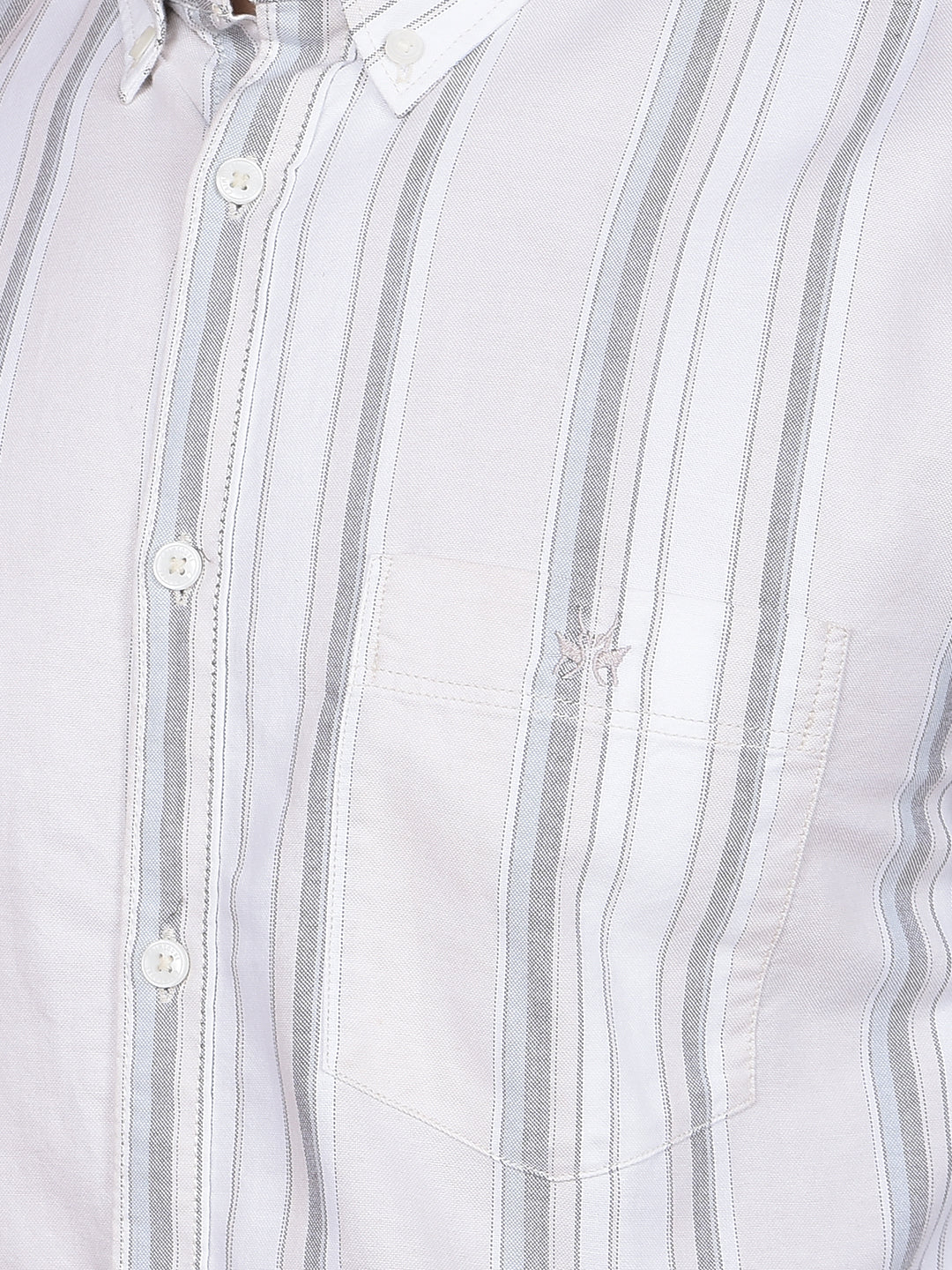 White Vertical Stripes 100% Cotton Button-Down Collar Shirt-Men Shirts-Crimsoune Club