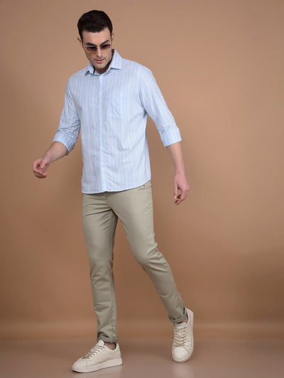 Blue Vertical Stripes 100% Cotton Shirt-Men Shirts-Crimsoune Club