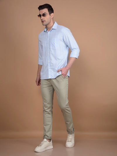 Blue Vertical Stripes 100% Cotton Shirt-Men Shirts-Crimsoune Club