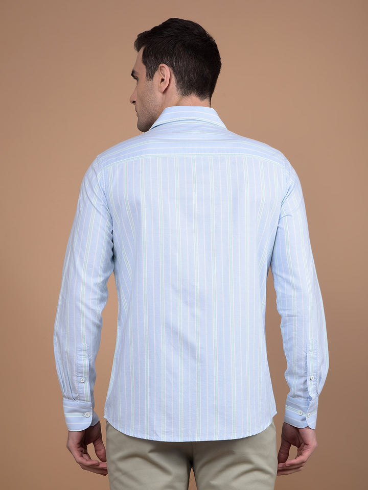 Blue Vertical Stripes 100% Cotton Shirt-Men Shirts-Crimsoune Club