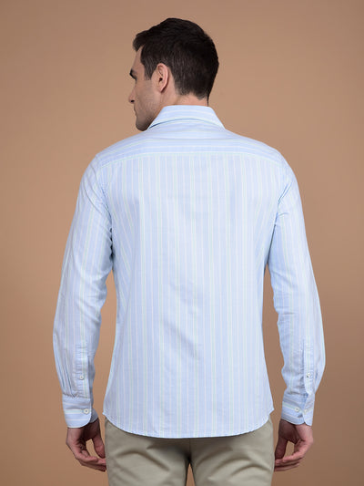 Blue Vertical Stripes 100% Cotton Shirt-Men Shirts-Crimsoune Club