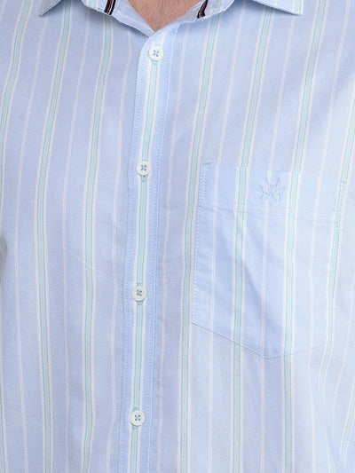 Blue Vertical Stripes 100% Cotton Shirt-Men Shirts-Crimsoune Club