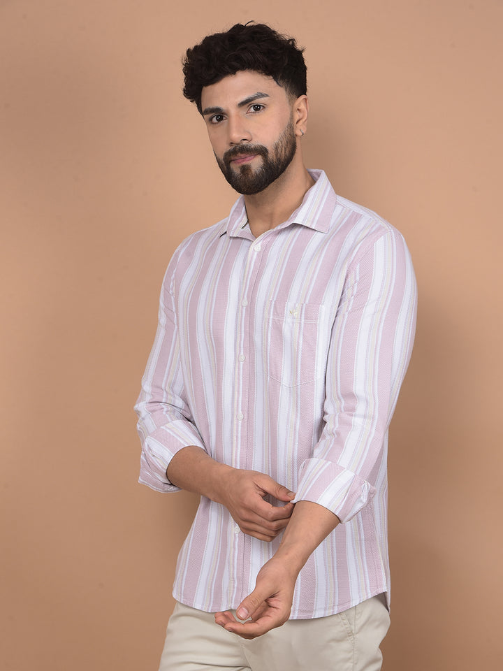Purple Vertical Stripes 100% Cotton Knitted Shirt-Men Shirts-Crimsoune Club