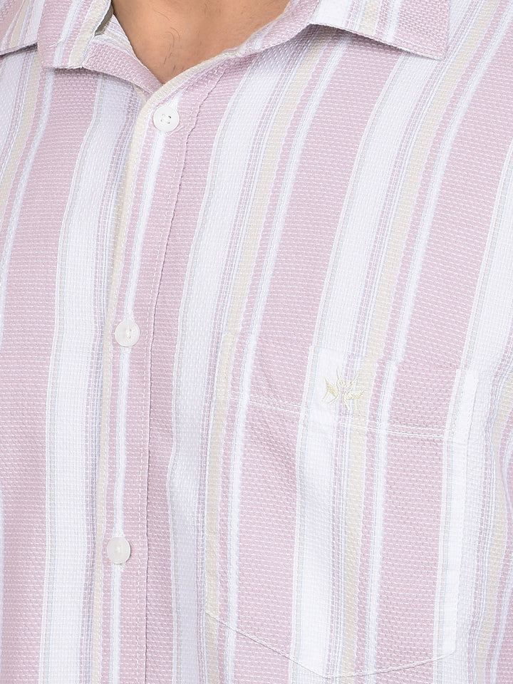 Purple Vertical Stripes 100% Cotton Knitted Shirt-Men Shirts-Crimsoune Club