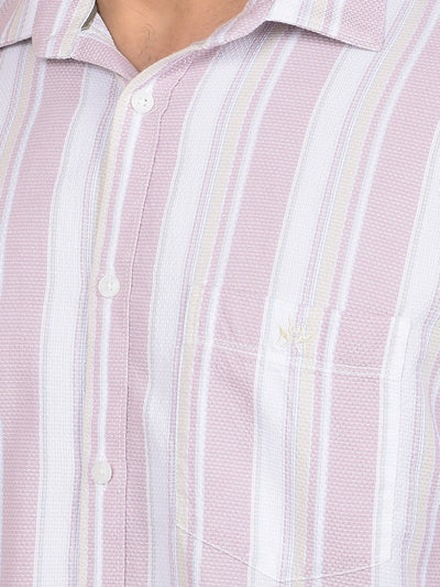 Purple Vertical Stripes 100% Cotton Knitted Shirt-Men Shirts-Crimsoune Club